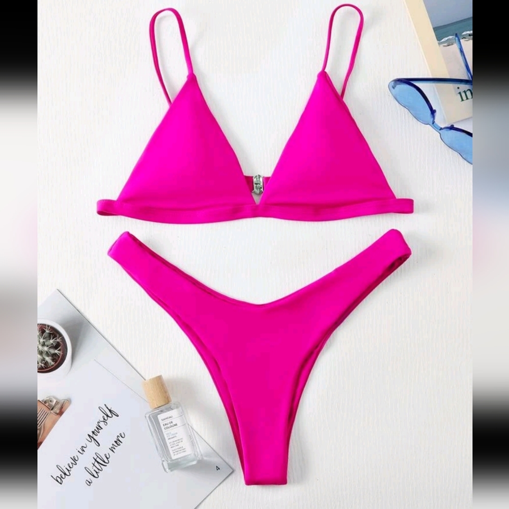 Triangle High Cut Bikini Swimsuit
